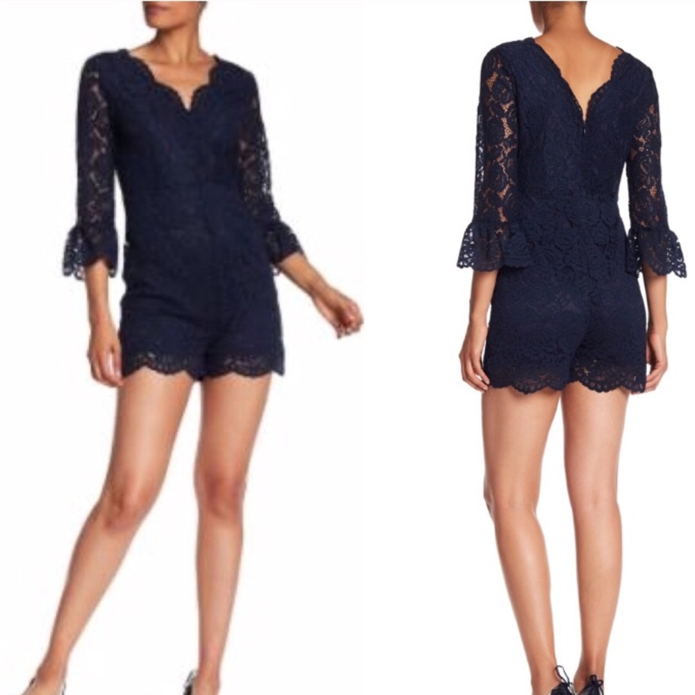 NSR ruffle cuff lace romper